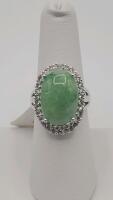 Sterling Silver Ring with 10ct Dyed Green Beryl (Emerald) and 0.70ct Sapphire Setting - 2