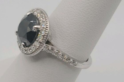 14K White Gold Diamond Ring, 3.66 CTW, Fancy Black Center Stone, RNG38810
