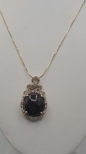 Sterling Silver Ruby & White Sapphire Pendant with 18" Chain, 25.27 Carats