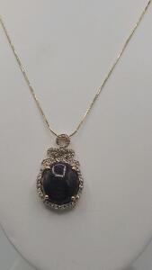 Sterling Silver Ruby & White Sapphire Pendant with 18" Chain, 25.27 Carats