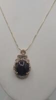 Sterling Silver Ruby & White Sapphire Pendant with 18" Chain, 25.27 Carats
