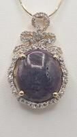 Sterling Silver Ruby & White Sapphire Pendant with 18" Chain, 25.27 Carats - 2