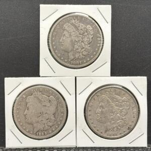 Morgan Silver Dollar Coins, dated between1878-1904, U.S. Mint, 90% Silver