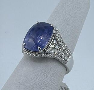 Platinum Ring with 7.77 CTW Sapphire & 1.04 CTW Diamonds, GIA Certified