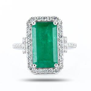 Platinum Emerald and Diamond Ring, 3.49ct Emerald, 0.66ct Diamonds, RNR037206