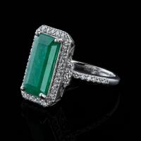 Platinum Emerald and Diamond Ring, 3.49ct Emerald, 0.66ct Diamonds, RNR037206 - 2