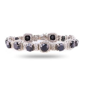 14K Gold Black Diamond Bracelet, Total 24.8 Carats, 223 Stones, Serial: K85D1G-EA13041