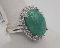 Emerald Ring with Sapphire Corundum in 925 Sterling Silver, 8.00 Carats Emerald - 3