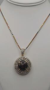 925 Silver Ruby & White Sapphire Pendant, 18" Chain, 20.00ct Ruby, 3.41ct Sapphires