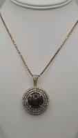 925 Silver Ruby & White Sapphire Pendant, 18" Chain, 20.00ct Ruby, 3.41ct Sapphires