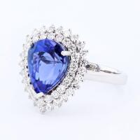 18K White Gold Ring with 6.20 Carat Pear Tanzanite & Diamond Accents - 2