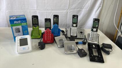 Lot Of VTECH Cordless Phones & Docking Stations, Relion Blood Pressure Monitor No Cuff