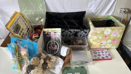 Lot Of Assorted Craft Materials & Related Items & Wine Transport Bag