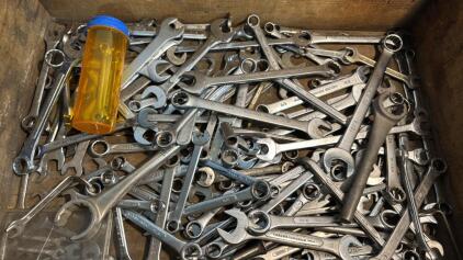 Wood Crate W/ Assortment Of Wrenches