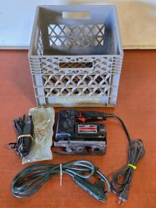 Vintage Sears Craftsman Sabre Daw & Engraver , Extension Cord & Milk Crate