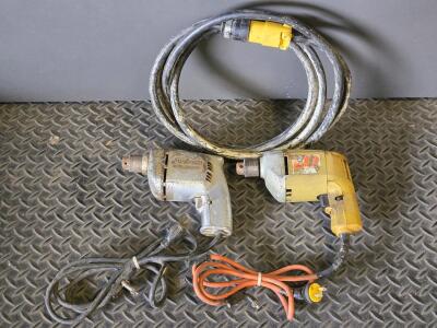 Vintage Black & Decker & Sunbeam Drillmaster Electric Corded Drills w/ Extension Cord