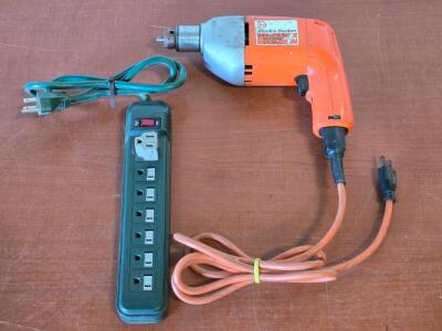 Vintage Black & Decker Electric Corded Drill & Power Strip