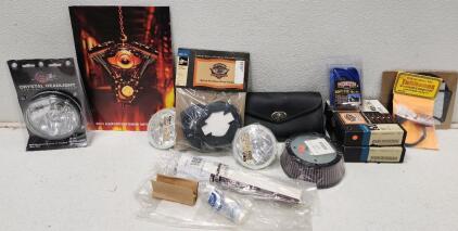 (1) Harley-Davidson Windshield Bag (2) Harley-Davidson 6-inch Magnetic Parts Tray (1) PowerTye Soft-Tye Hook Extensions And More