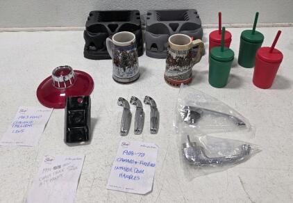 (1) Vintage 1988 Budweiser Holiday Collector Series Beer Stein (1) Vintage 1989 Anheuser-Busch Budweiser Clydesdale Collector Series Beer Stein (1) 1963 Ford Galaxy Taillight Lens (1) 1994 - 2000 Chevy GMC Truck A/T Mount (3) 1968 - 72 Camaro & Firebird I