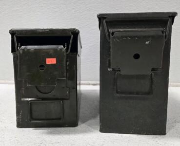 (2) Military Metal Ammo Cans, 10" x 5.5" x 11" & 7" x 5.5" x 11"