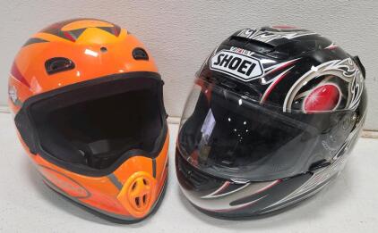 (1) Shoei X-Eleven (X-11) Full-Face Motorcycle Helmet (1) Orange THH Youth Motocross Helmet