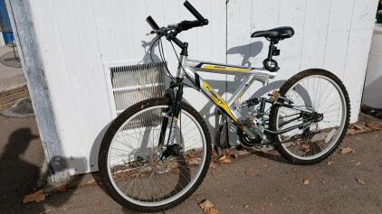 (1) 26" Next Mountain Ridge Aluminum Bike (Silver, Black And Yellow)