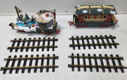 (1) New Bright Holiday Express Passenger Car 384-5 (1) New Bright The Holiday Express Animated Train Set Water Tanker Skating Car 384-2