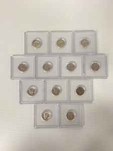 (12) Silver Dimes 1944- 1945