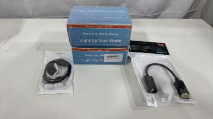 (2) Vinaco MR16 Halogen Bulb 50W 12V, 6p Pack MR16 Bulb Dimmable, VGA To HDTV & 2Pack Ear Buds