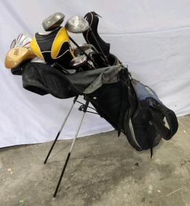 (1) Golf Stand Bag (19) Assorted Golf Clubs