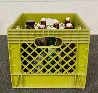 Crate With Vintage Glass Bottles