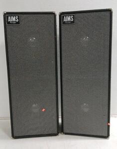 (2) Aims Mini PA Speaker Cabinet 4 OHMS -14"L x8"W x36"H