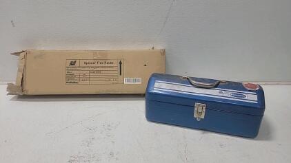 (1) Spinner Tree Rack (1) Vintage Simonsen "Rally Line" Mechanics' Toolbox.
