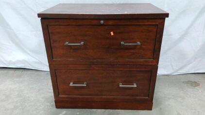 (1) 2 Drawer Wood Filing Cabinet -30"L x19"W x28"H