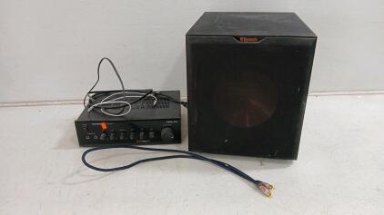 (1) Radio Shack PA Amplifier MPA-50 (1) Klipsch Sub Woofer R-10SW
