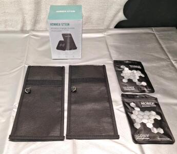 (1) Konnek Stein Wireless Charger Bundle, (1) 2-Pack Of Phone / Key Fob Faraday Bags & (2) Wireless Charger Magnetic Pads