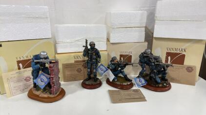 (4) VanMark Blue Hats Of Bravery Figures All W/COA&rsquo;s