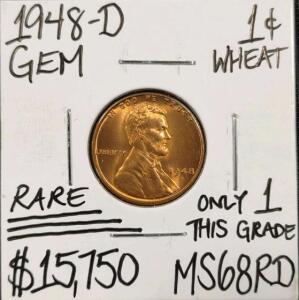 1948-D MS68RD Rare Only 1 This Grade Cent