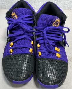 Nike LeBron 12 Basketball shoes in a Field Purple/University Gold/Black colorway. +/$174 Value