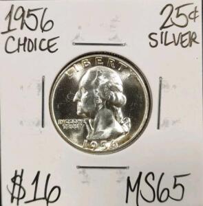 1956 MS65 Gem Silver Washington Quarter