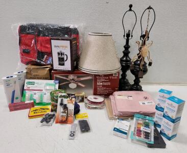 (1) SMC "The Emperor Flush" 52-inch Decorative Ceiling Fan (1) Breezz Drain Auger (1) French Press Coffee Maker And More