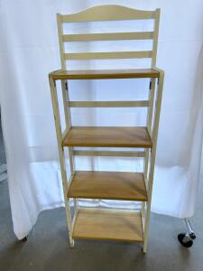 (1) Wooden 4-Tier White & Wood Shelf- 20&rdquo;x10.5&rdquo;x55&rdquo;