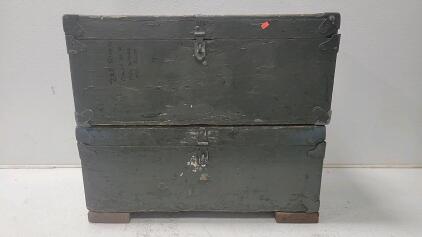 (2) 30"x12"x17" Dark Green Storage Trunk