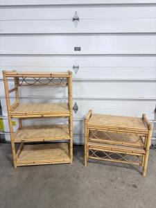 (2) Bamboo Shelving Units - 28&rdquo;x16&rdquo;x46&rdquo; & 29&rdquo;x16&rdquo;x25&rdquo;