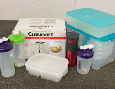 Toaster, Tupperware, & Shaker Bottles