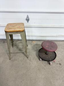 (2) Wooden & Metal Stools