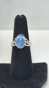 Natural Opal Set Into A Silver Toned Ring Size 7