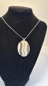 52.35ct. Natural Striped Zebra Jasper Gemstone W/Silver 925 Necklace