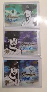 (3) Autographed Baseball Trading Cards