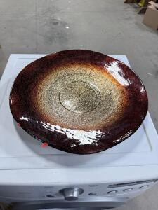 (1) Beautiful Big Glass Decorative Bowl - 22.5&rdquo;
